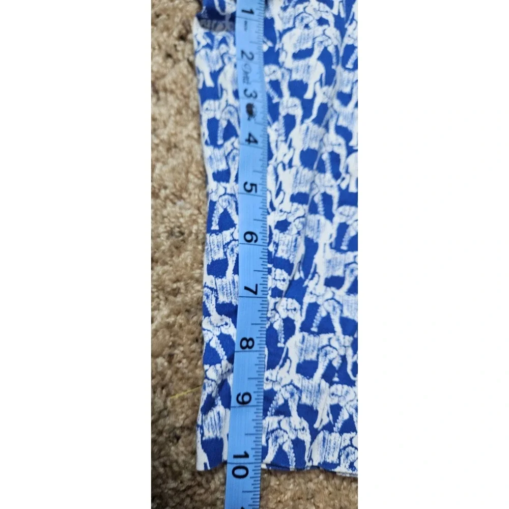 Talbots The Perfect Short Blue White Elephant Novelty Print Chino Shorts Size 12